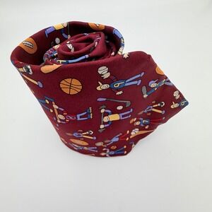 Save the Children Silk Tie Burgundy Kids and Sports Novelty Print Michael Age 9